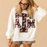 Licensed Texas A&M Oversized Printed Mascot Letter Sweatshirt | Queen Of Sparkles