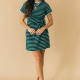 Bayside Stripe Tie Waist Dress | Green