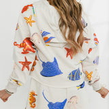 Neutral Multi Under The Sea Creature Hoody Sweatshirt | Queen Of Sparkles