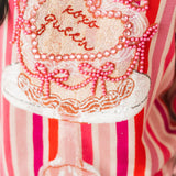 Pink Striped 'XOXO Queen' Heart Cake Sweater | Queen Of Sparkles