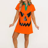 Orange Pumpkin Collar Dress