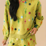 Lime Green Multi Skeleton Sweatshirt | Queen Of Sparkles
