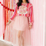 Pink Striped 'XOXO Queen' Heart Cake Sweater | Queen Of Sparkles