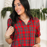 Merry Meadow Blouse | Red Plaid