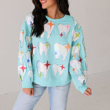 Mint Metallic Tooth Sparkle Sweatshirt | Queen Of Sparkles