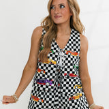 Black & White Nascar Checkered Cotton Short | Queen Of Sparkles