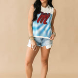 Licensed Ole Miss Mascot Striped Knit Tank | Queen Of Sparkles