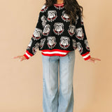 Licensed UGA Knit In Rhinestone Sport Stripe Sweater | Queen Of Sparkles