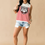 Licensed UGA Mascot Striped Knit Tank | Queen Of Sparkles