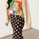 Bold Polka Dot Midi Skirt | Chocolate