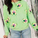 Neon Green Fuzzy Spider & Web Sweatshirt | Queen Of Sparkles