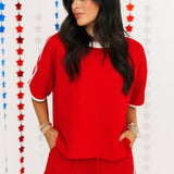 Emerson Short Sleeve Top | Red