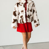 Faux Fur Jacket | Cow Print
