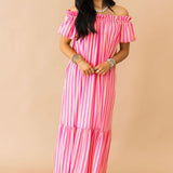 Clarice Maxi Dress | Pink Sangria Stripe