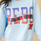Licensed Ole Miss Rhinestone Metallic Banner Sweatshirt | Queen Of Sparkles