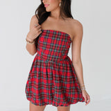 Holiday Plaid Mini Dress | Red