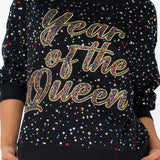 Black Multi Rhinestone 'Year Of The Queen' Sweatshirt | Queen Of Sparkles