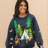 Navy Camp Site Sweatshirt | Queen Of Sparkles