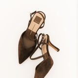 Kamra Heels | Dark Brown Suede