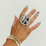 Peace or Bust Ring | Antique Silver & Clear