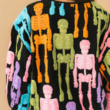 Black Multi Fuzzy Skeleton Sweatshirt | Queen Of Sparkles