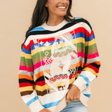 Multi Striped QOS Card Logo Sweater | Queen Of Sparkles
