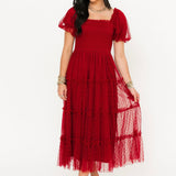 Mylee Textured Midi Dress | Red