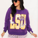 Licensed LSU Metallic Word With Icons Sweatshirt | Queen Of Sparkles