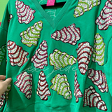 Green Little Debbie Trees V Neck Sweatshirt