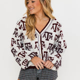 Licensed Texas A&M Knit In Mascot Rhinestone Cardigan | Queen Of Sparkles