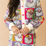 Pastel Colorblock Santa Button Up Cardigan | Queen Of Sparkles