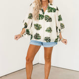 Palm Vista Long Sleeve Top | Cream