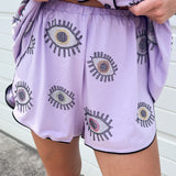 Lavender Evil Eye Pajama Shorts | Queen Of Sparkles