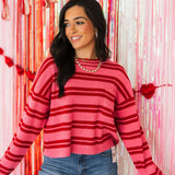 Striped Sweater | Pink & Red