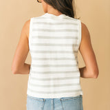Licensed Tennessee Grey & White Striped Sequin Football Knit Tank | Queen Of Sparkles