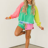 Colorblock QOS Logo Tie Sweatshirt | Queen Of Sparkles