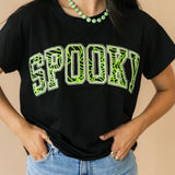 Black & Neon Green Spider Web 'Spooky' Tee | Queen Of Sparkles
