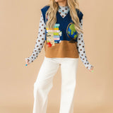 Mock Neck Sheer Polka Dot Top | Blue