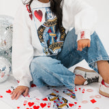 White Queen Of Hearts Card Sweatshirt