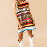 Multi Striped QOS Card Logo Knit Tank Dress | Queen Of Sparkles