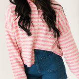 Piper Stripe Cardigan | Bubblegum