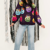 Dark Purple Multi Candy In Halloween Baskets Sweatshirts | Queen Of Sparkles