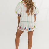 Multi Stripe Button Up Shell Short | Queen Of Sparkles