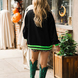 Black & Neon Green 'Spooky' Sweatshirt | Queen Of Sparkles