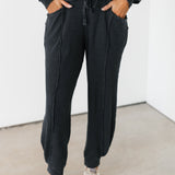 Waffle Knit Joggers | Washed Black