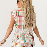 Rainbow Plaid Cinco de Mayo Icon Zip Up Cotton Romper | Queen Of Sparkles
