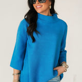Sofia Mock Neck Sweater | French Blue