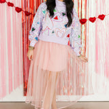 Lavender Groovy Heart Mock Neck Sweatshirt | Queen Of Sparkles