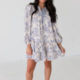 Floral V-Neck Mini Dress | Ecru