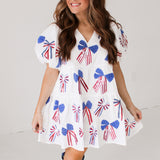 White Red, White And Blue Bow Dress | Queen Of Sparkles